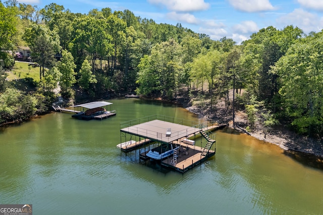 dock area featuring a water view