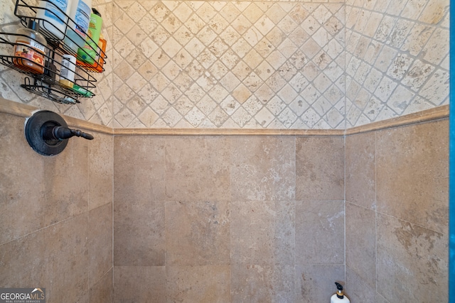 interior details featuring tiled shower