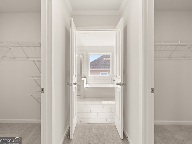 7162 Linden Dr, South Fulton, GA 30349 - corridor featuring ornamental molding and carpet flooring