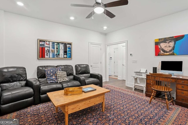 2004 Cortland Rd, Milton, GA 30009 - living area with baseboards, recessed lighting, and ceiling fan