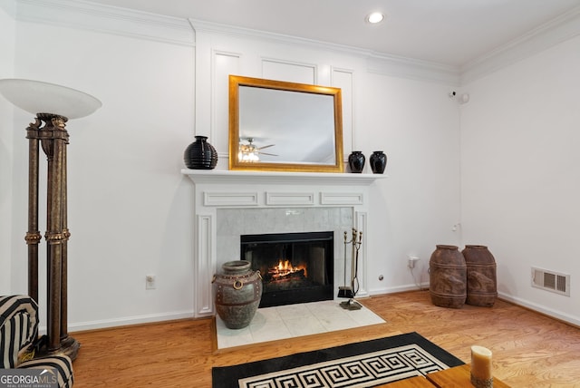 1820 Lyon Ave SW, Atlanta, GA 30331 - detailed view of wood finished floors, a tile fireplace, ornamental molding, and recessed lighting
