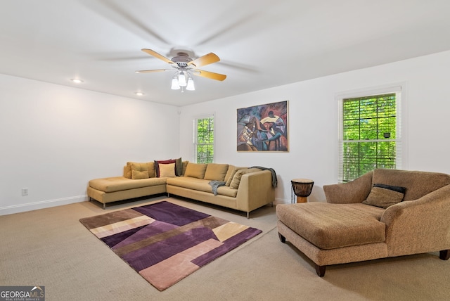 1820 Lyon Ave SW, Atlanta, GA 30331 - living room with carpet, ceiling fan, and recessed lighting