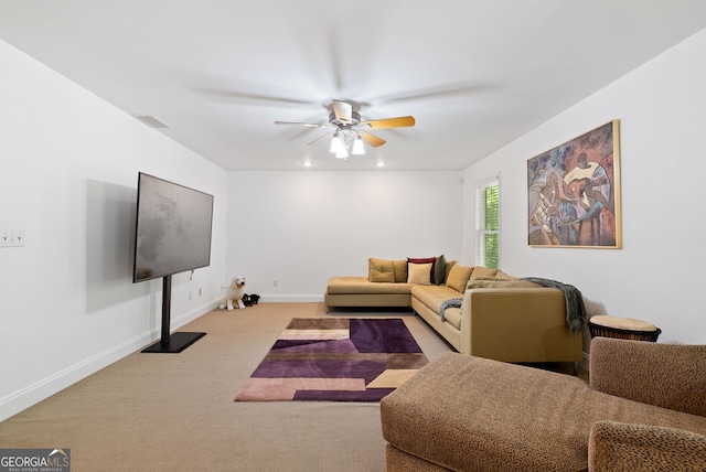 1820 Lyon Ave SW, Atlanta, GA 30331 - living area with a ceiling fan, carpet flooring, and recessed lighting