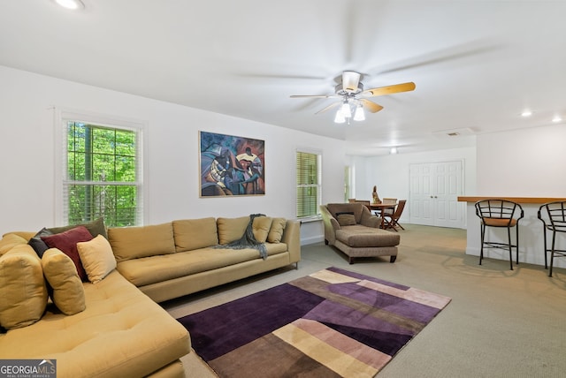 1820 Lyon Ave SW, Atlanta, GA 30331 - living area with light colored carpet, ceiling fan, and recessed lighting