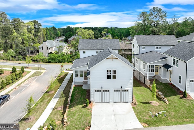 drone / aerial view with a residential view