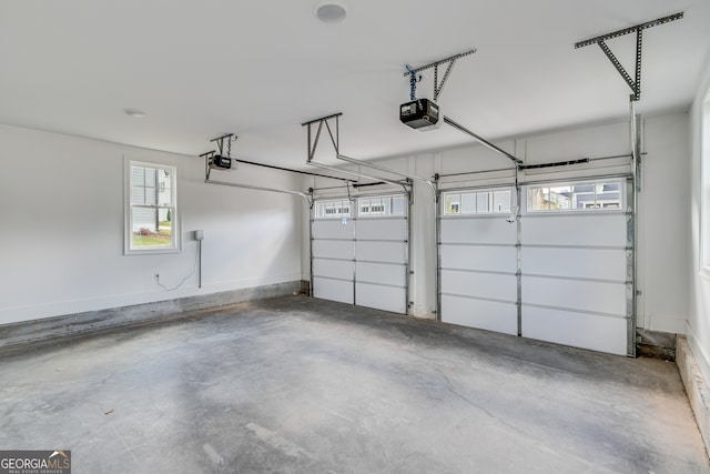 garage with a garage door opener