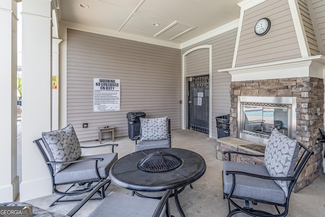 4236 Tacoma Trce, Suwanee, GA 30024 - view of patio / terrace featuring an outdoor fire pit