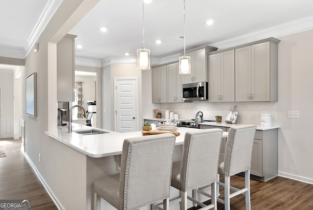 113 Silver Leaf Trce, Douglasville, GA 30134 - kitchen with appliances with stainless steel finishes, gray cabinets, and a sink