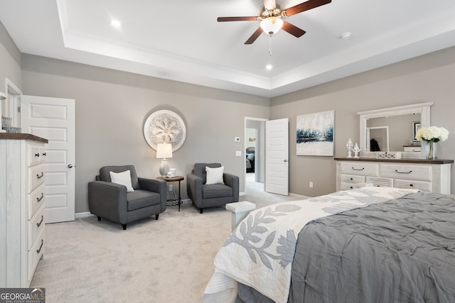 113 Silver Leaf Trce, Douglasville, GA 30134 - bedroom with a tray ceiling, crown molding, and light carpet