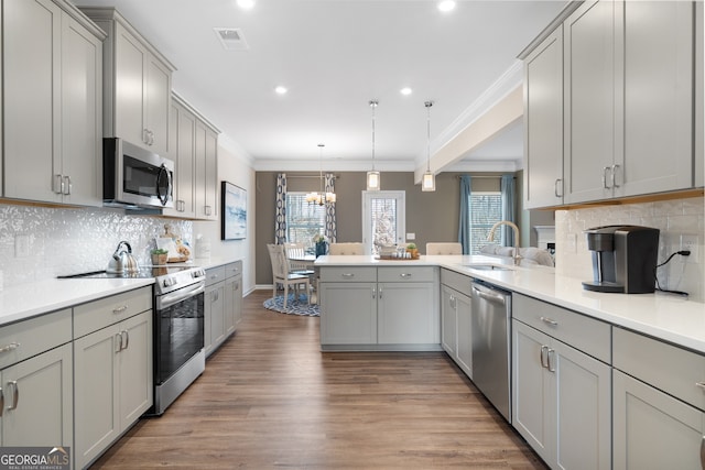 113 Silver Leaf Trce, Douglasville, GA 30134 - kitchen with visible vents, gray cabinets, and stainless steel appliances