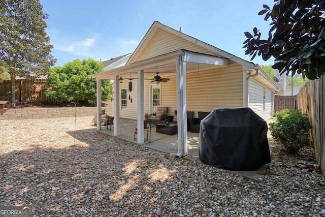 view of outdoor structure featuring a fenced backyard
