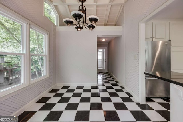 490 Mcwhorter Dr, Athens, GA 30606 - unfurnished dining area featuring dark floors and a chandelier