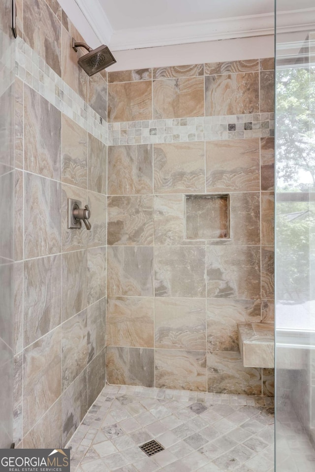 490 Mcwhorter Dr, Athens, GA 30606 - bathroom with crown molding and a tile shower