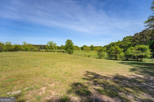 view of yard with a rural view