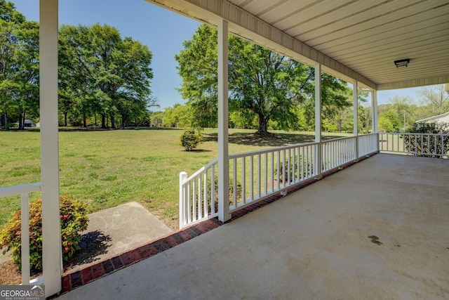 view of patio featuring a porch