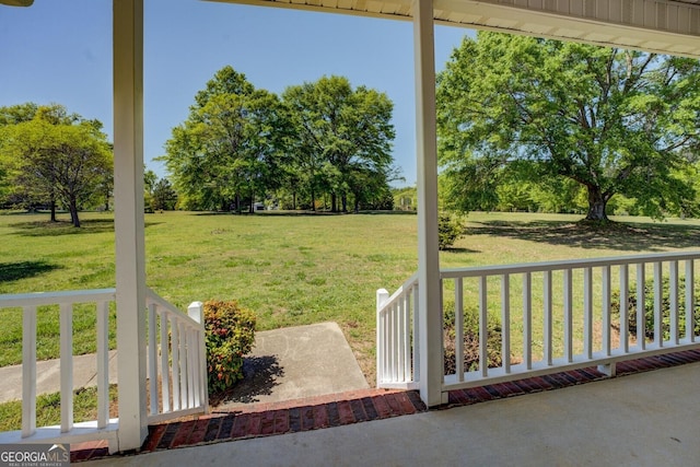 view of yard with a porch