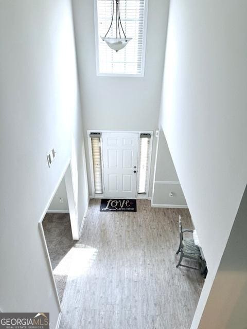622 River Rock Cir, Jefferson, GA 30549 - foyer with baseboards, wood finished floors, and a towering ceiling