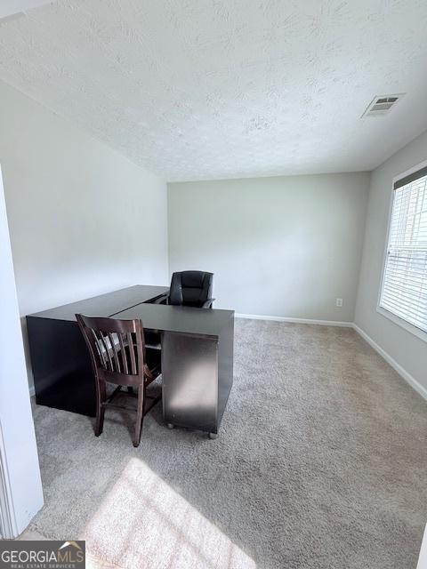 622 River Rock Cir, Jefferson, GA 30549 - carpeted home office featuring a textured ceiling and baseboards