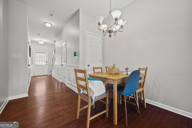 3203 Cyrus Point Ln, Kennesaw, GA 30152 - dining area featuring a chandelier, hardwood / wood-style floors, and baseboards