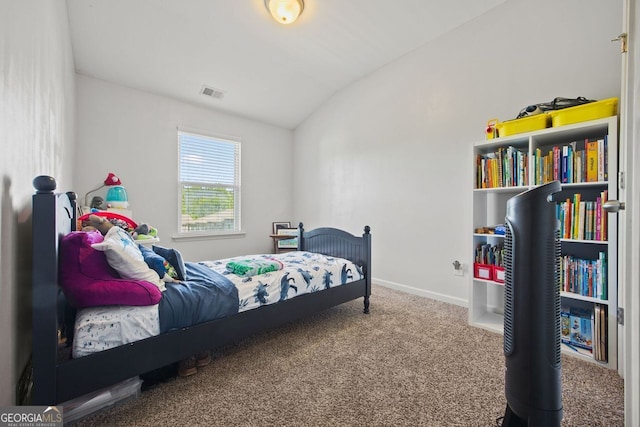 3203 Cyrus Point Ln, Kennesaw, GA 30152 - carpeted bedroom featuring lofted ceiling and baseboards