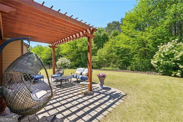 6565 Bentley Ridge Dr, Cumming, GA 30040 - view of patio featuring a pergola and an outdoor living space