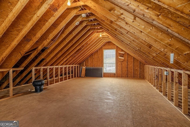 view of unfinished attic