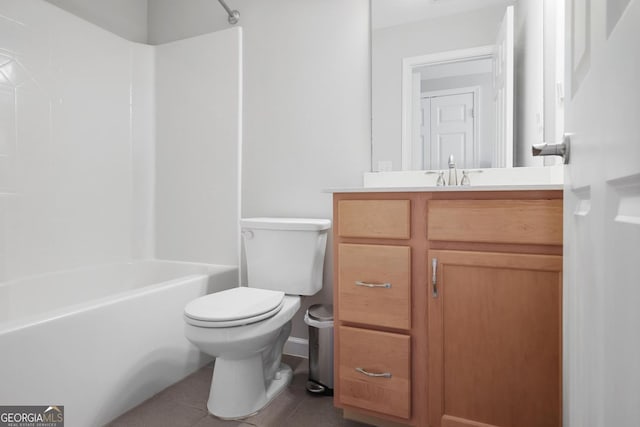 123 Heritage Pointe, Woodstock, GA 30189 - bathroom featuring toilet, tile patterned flooring, vanity, and  shower combination
