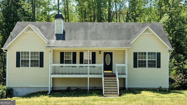 366 Blue Springs Way, Dallas, GA 30157 - view of front of house featuring a porch, a front yard, stairway, and a chimney