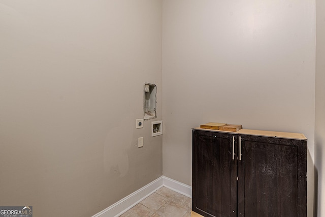 683 Pryor St SW Unit C, Atlanta, GA 30315 - washroom featuring laundry area, light tile patterned flooring, hookup for a washing machine, baseboards, and electric dryer hookup