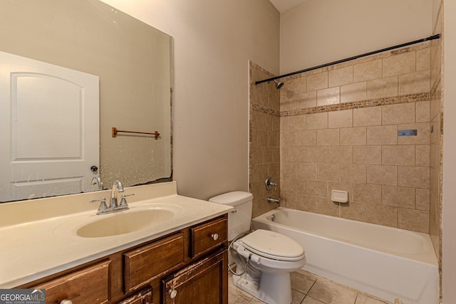 683 Pryor St SW Unit C, Atlanta, GA 30315 - bathroom featuring toilet, vanity, tile patterned floors, and shower / tub combination