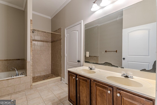 683 Pryor St SW Unit C, Atlanta, GA 30315 - bathroom with a bath, tile patterned floors, a sink, and crown molding