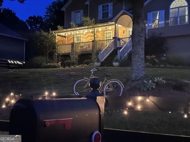 279 S Woods Ct, Jasper, GA 30143 - yard at twilight with stairs and a porch