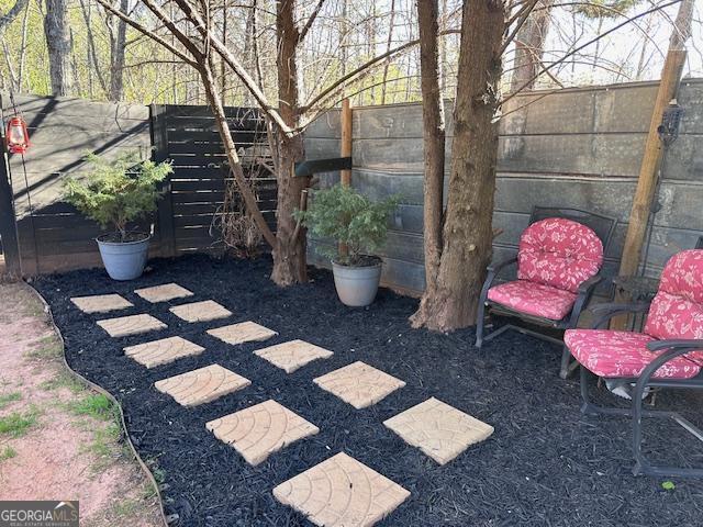 view of yard featuring fence