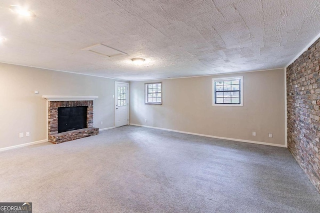 1956 Joseph Ct, Decatur, GA 30032 - unfurnished living room with a fireplace, plenty of natural light, and carpet flooring