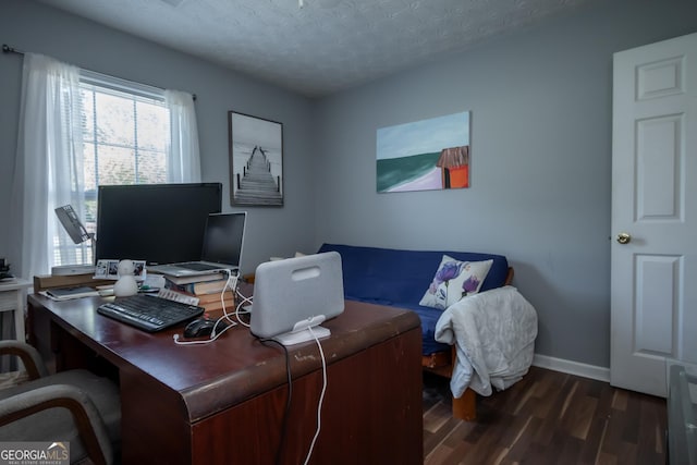 344 River Landing Dr, Monroe, GA 30656 - office featuring wood finished floors, baseboards, and a textured ceiling