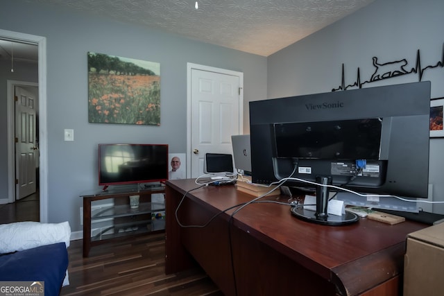 344 River Landing Dr, Monroe, GA 30656 - office featuring wood finished floors, a textured ceiling, and baseboards