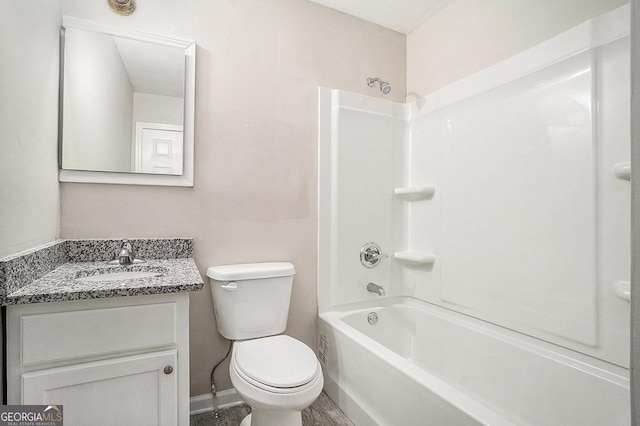 1132 Luther Dr SW, Mableton, GA 30126 - full bathroom featuring shower / bath combination, baseboards, toilet, and vanity