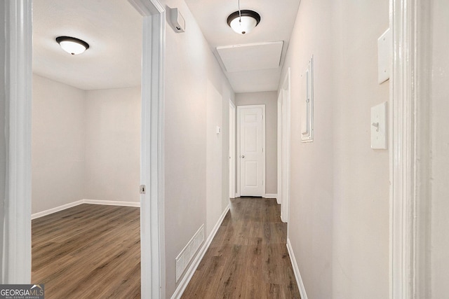 1132 Luther Dr SW, Mableton, GA 30126 - corridor featuring baseboards, dark wood-style flooring, and visible vents