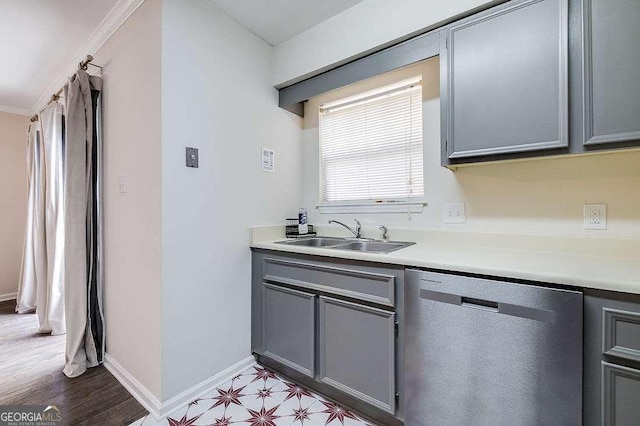 33 Hidden Lake Ct, Savannah, GA 31419 - kitchen with dishwasher, gray cabinets, and light countertops