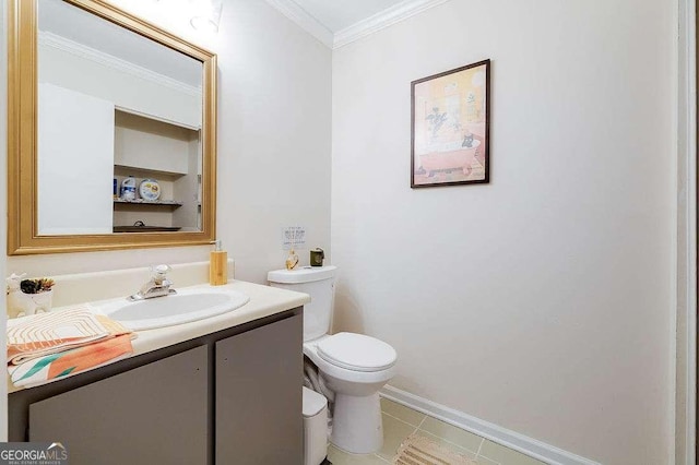 33 Hidden Lake Ct, Savannah, GA 31419 - bathroom with crown molding, vanity, and tile patterned floors