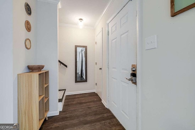 33 Hidden Lake Ct, Savannah, GA 31419 - hallway featuring crown molding and dark wood-type flooring