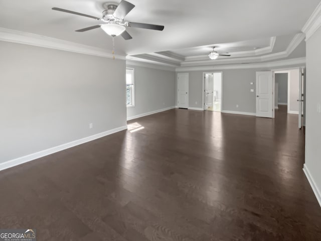 2470 Bridle Bridge Trl, Cumming, GA 30040 - unfurnished room with a tray ceiling, a ceiling fan, baseboards, and ornamental molding