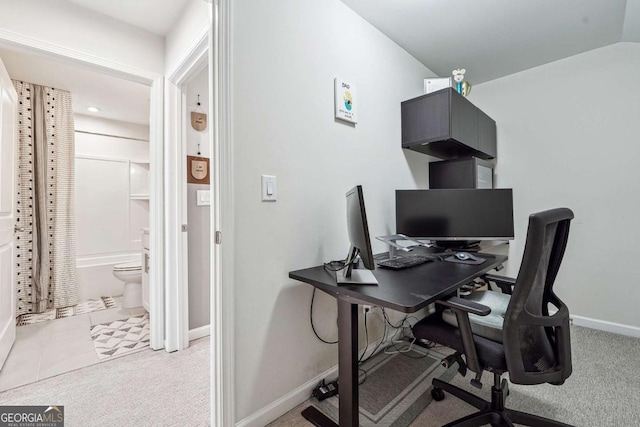 2815 Paddle Point Ln, Cumming, GA 30041 - office featuring light carpet, baseboards, and light tile patterned floors