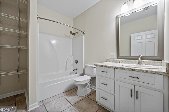 181 Bagley Rd, Eatonton, GA 31024 - full bath with tile patterned floors, vanity, bathtub / shower combination, toilet, and visible vents