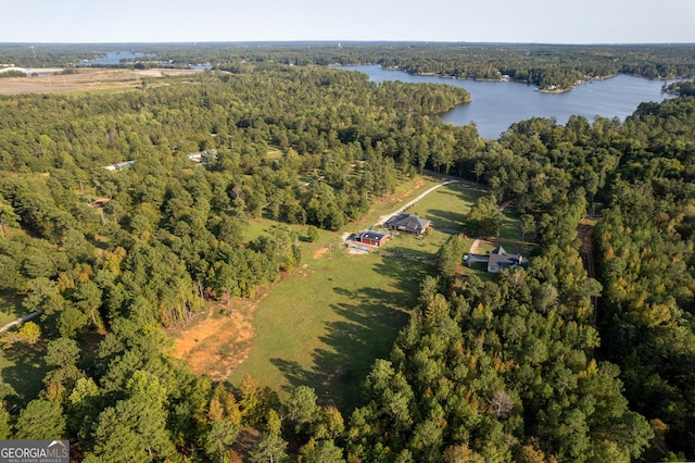 181 Bagley Rd, Eatonton, GA 31024 - bird's eye view featuring a wooded view and a water view