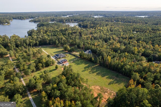 181 Bagley Rd, Eatonton, GA 31024 - aerial view featuring a wooded view and a water view