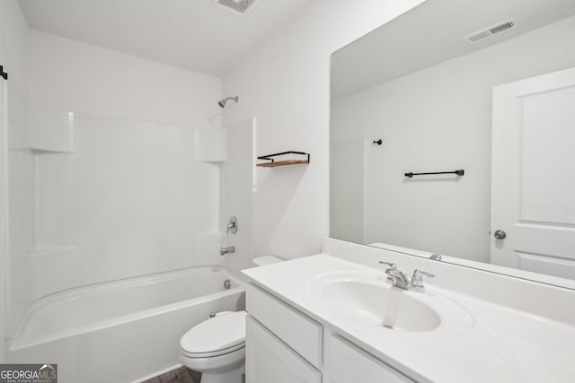 2946 Stockholm Way, Suwanee, GA 30024 - bathroom with shower / washtub combination, toilet, vanity, and visible vents