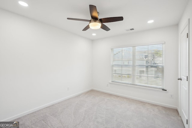 2946 Stockholm Way, Suwanee, GA 30024 - carpeted spare room featuring baseboards, visible vents, recessed lighting, and ceiling fan