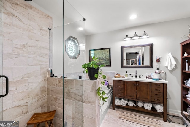 511 Oakdale Rd, Canton, GA 30114 - full bath with a tile shower and vanity