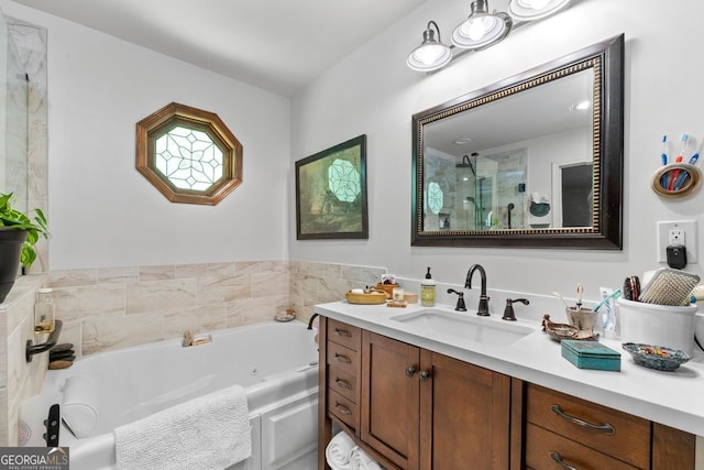 511 Oakdale Rd, Canton, GA 30114 - bathroom with a shower stall, a jetted tub, and vanity